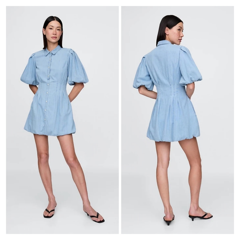 Gap Denim Bubble Mini Shirt Dress Size S